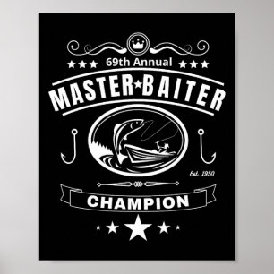 Affiche Maître de pêche drôle champion appât cadeau pour h