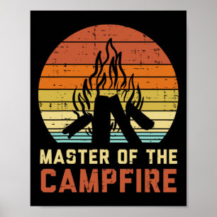 Affiche Maître du feu de camp Coucher de soleil Rétro Feu