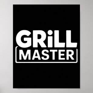 Affiche Maître du grill bbq masculin roi de la fumée barbe