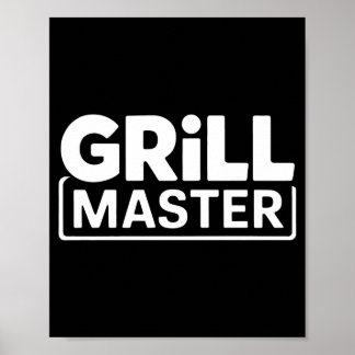 Affiche Maître du grill bbq masculin roi de la fumée barbe