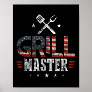 Affiche Maître du Grill Drapeau Usa Barbeque Patriotique B