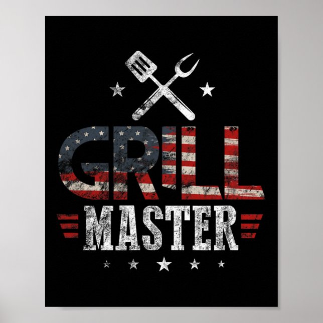 Affiche Maître du Grill Drapeau Usa Barbeque Patriotique B (Devant)