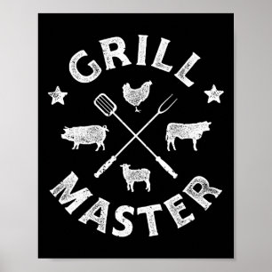 Affiche Maître du Grill Drôle de Porc Bbq Barbecue Grillma