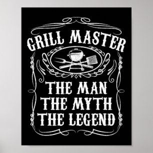 Affiche Maître du Grill L'Homme La Légende Mythe Drôle Bbq