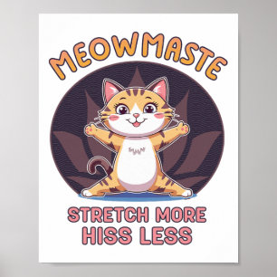 Affiche MaîtreChat Yoga Félin Étirez Plus Siffler Moins _1