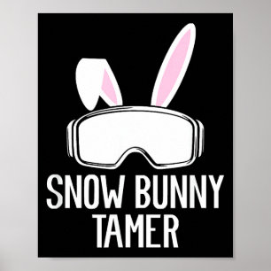 Affiche Maîtresse de lapin de neige ski drôle d'après-part