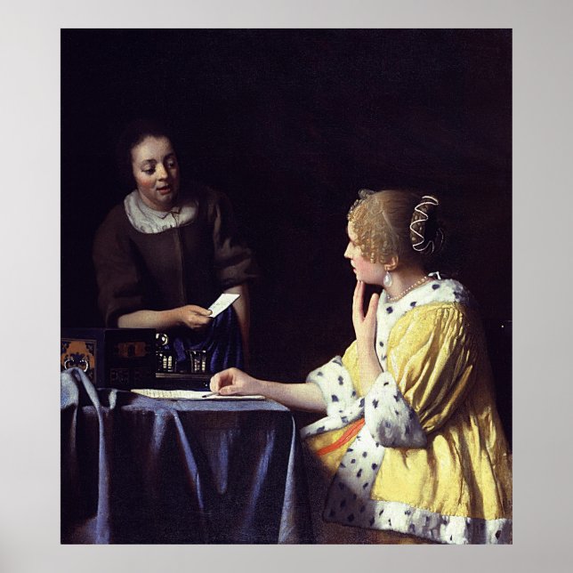 Affiche Maîtresse et servante de Johannes Vermeer (1666) (Devant)