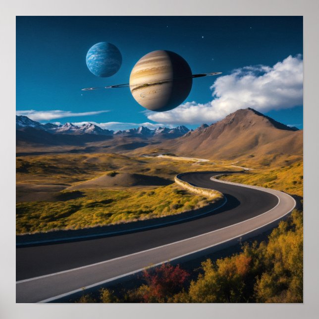 Affiche Majesté annelé et géant de glace : Saturne et Uran (Devant)