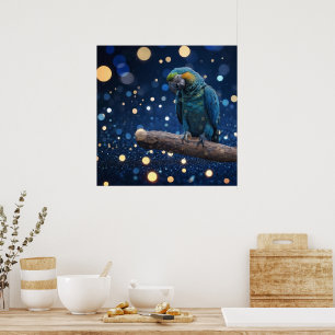 Affiche Majesté Bleue : La Macaw Bleue Sur Dreamy Blue Bok