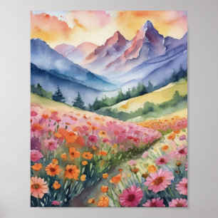 Affiche Majesté de la Montagne Violette Aquarelle