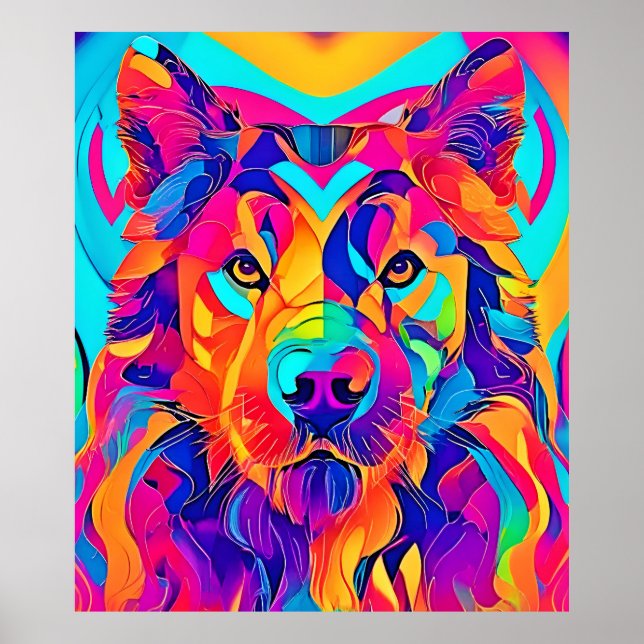 Affiche Majesté du loup psychédélique (Devant)