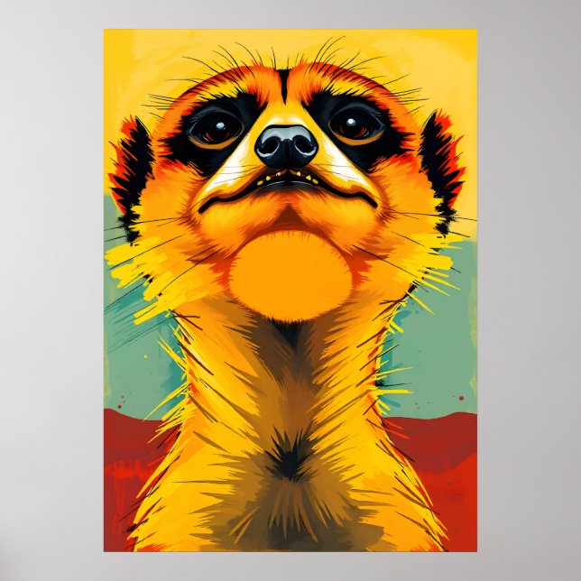 Affiche Majesté du Suricate – Gardien de Safari Pop Art (Devant)