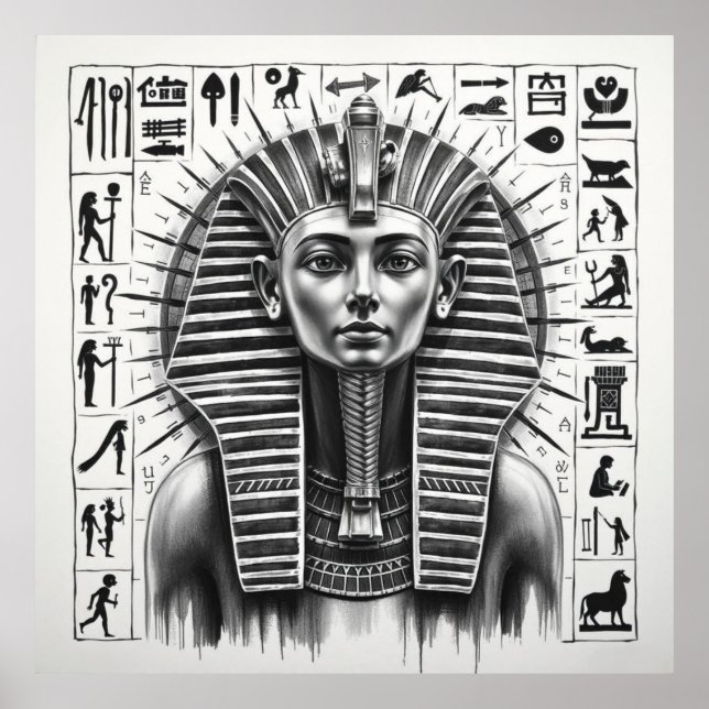 Affiche Majesté éternelle : Pharaon d'Egypte Charbon Art (Devant)
