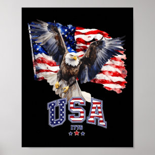Affiche Majestic American Bald Eagle Avec Drapeau Américai