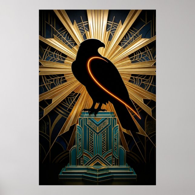 Affiche Majestic Art Deco Falcon Silhouette Gold & Teal (Devant)
