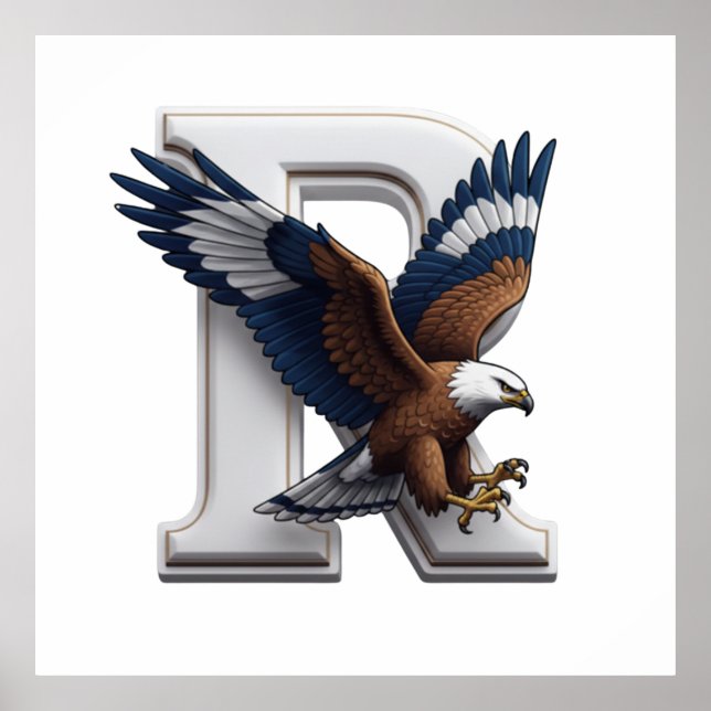 Affiche Majestic Eagle Mascot Overlapping 3D Letter R (Devant)