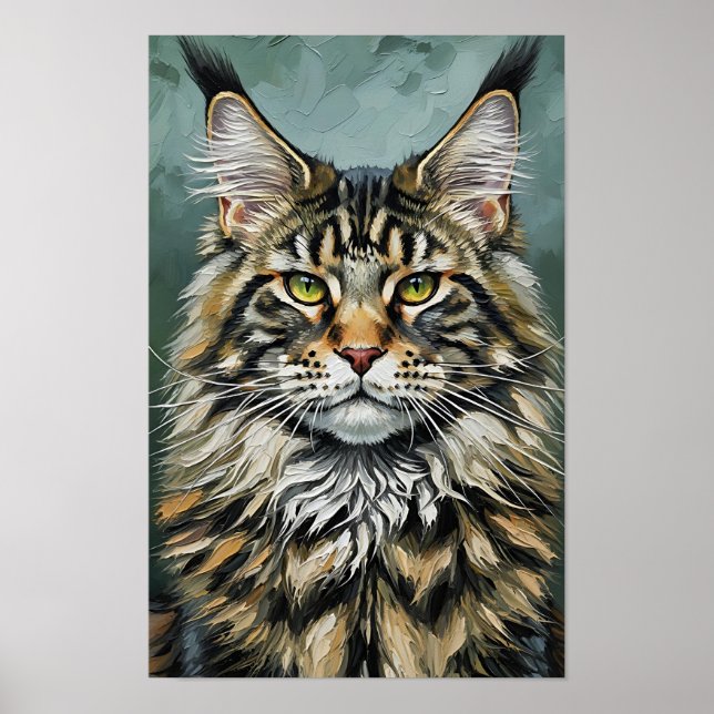 Affiche Majestic Expressionist Maine Coon Cat (Devant)