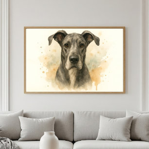 Affiche Majestic Great Dane Watercolor Portrait