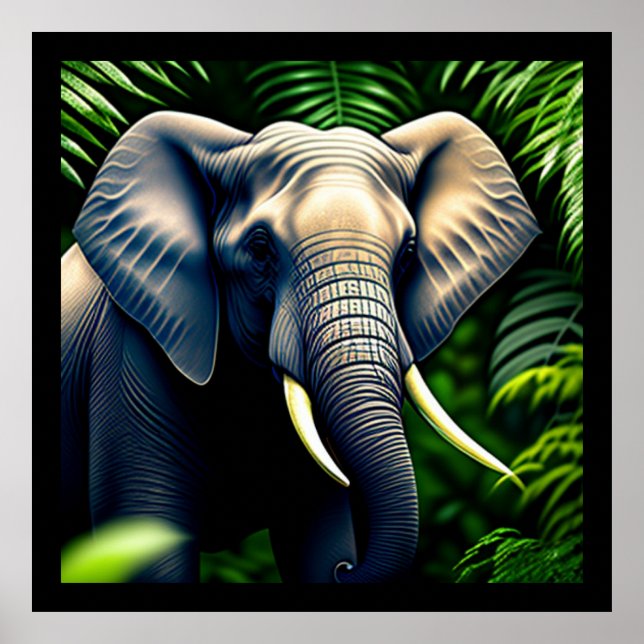 Affiche Majestic Jungle Elephant - Sauvage Et Libre (Devant)