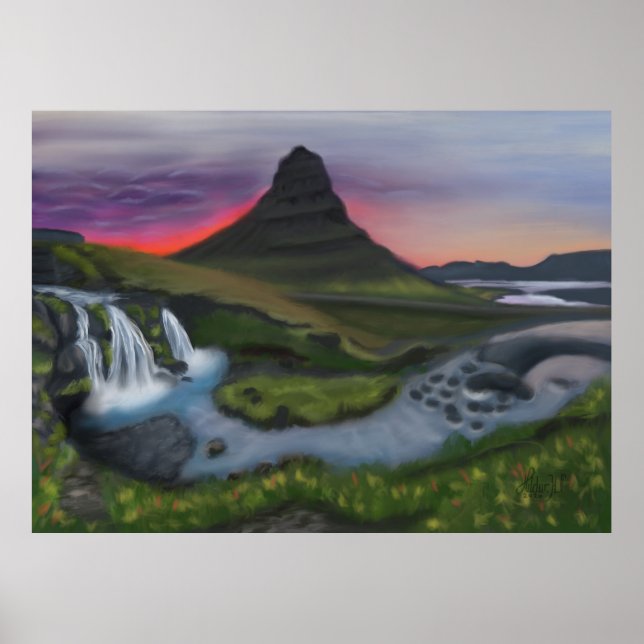 Affiche Majestic Kirkjufell : Panorama paysager islandais (Devant)