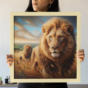 Affiche Majestic Lions Roaming Gratuite