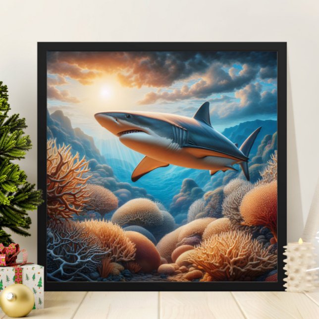 Affiche Majestic Shark Glide à travers Coral Wonderland (Créateur téléchargé)