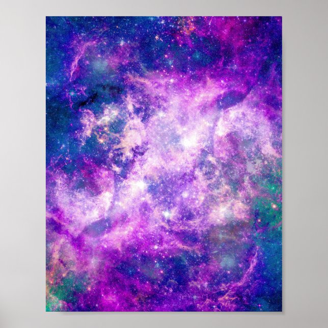 Affiche Majestic Teal Purple Starry Space Nebula (Devant)