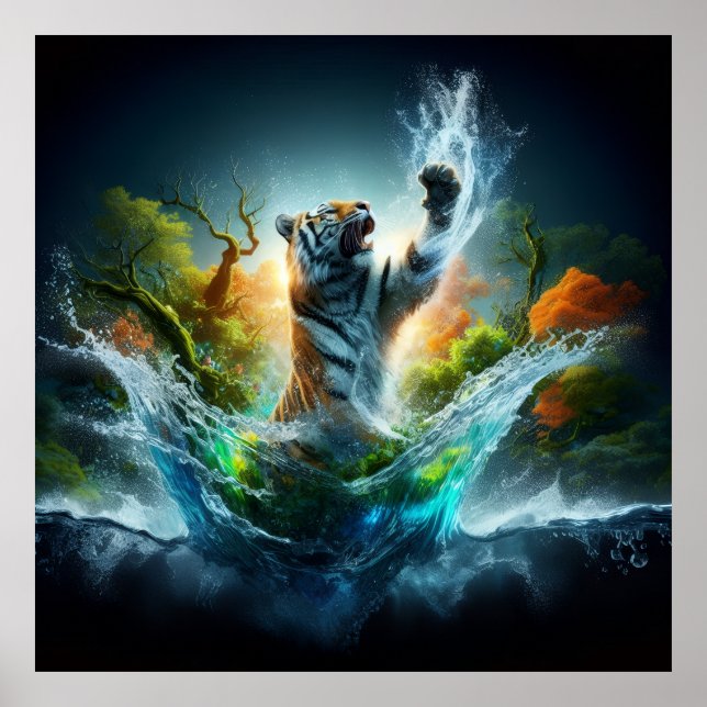 Affiche Majestic Tiger Splash Fantasy Wildlife Nature (Devant)
