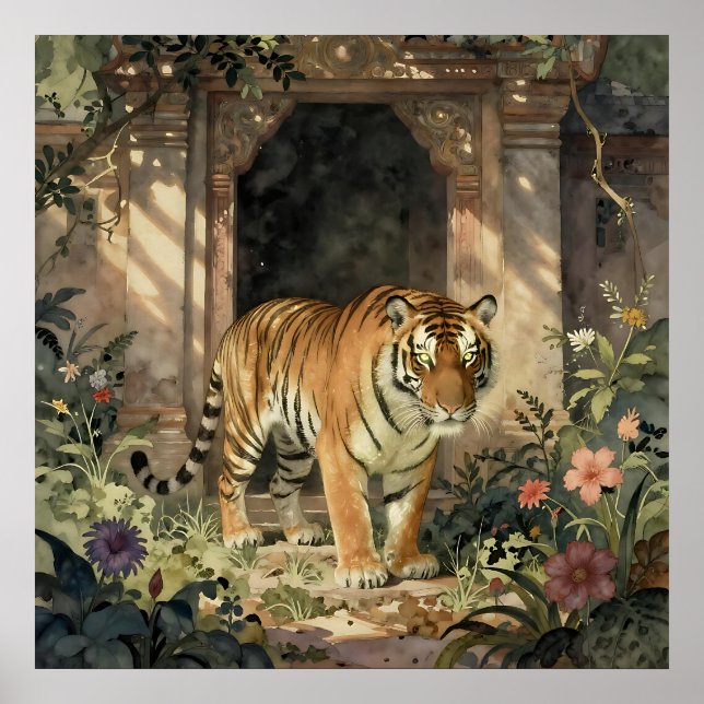 Affiche Majestic Tiger Walking through Ancient Dunes (Devant)