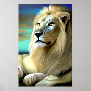 Affiche Majestic White Lion Ethereal Art