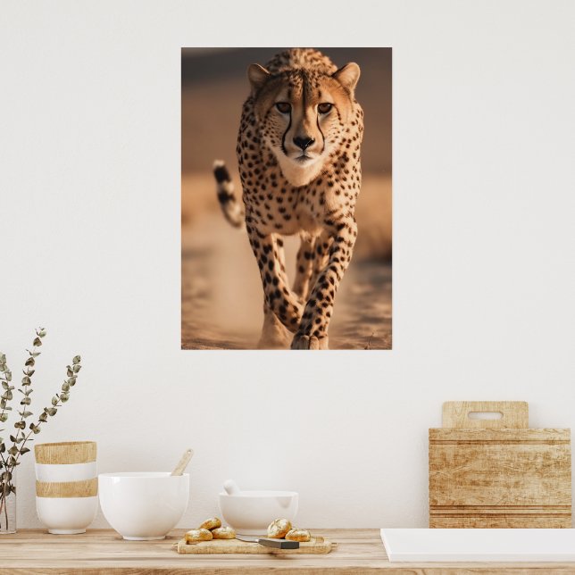 Affiche Majestic Wild Cheetah Running Photo (Cuisine)