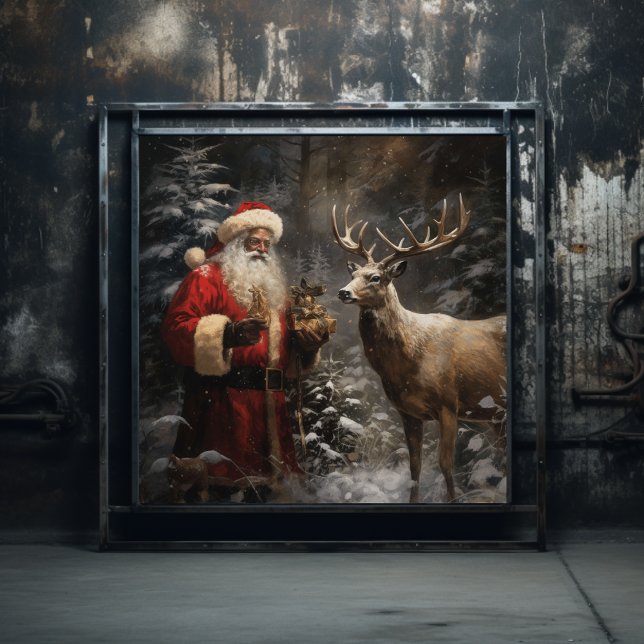 Affiche Majestic Woodland Deer W/ Black Père Noël (Créateur téléchargé)