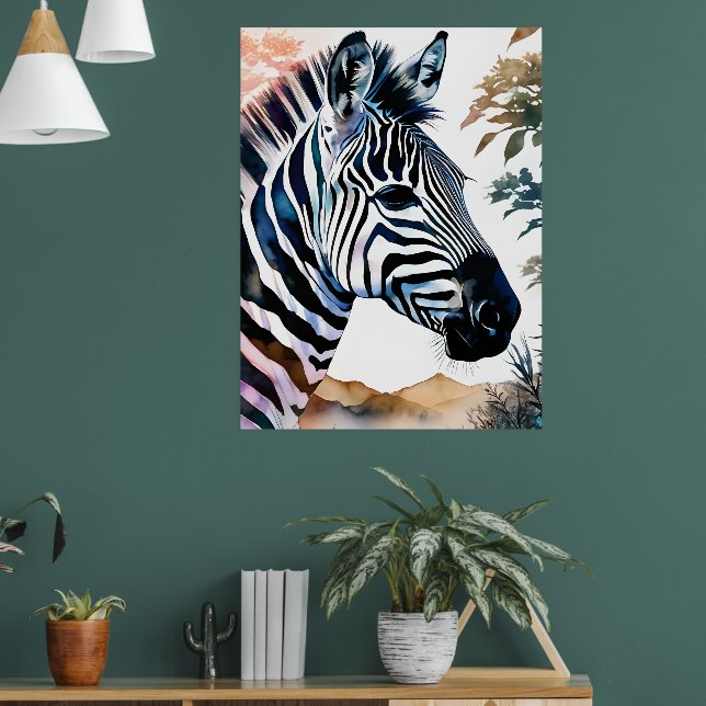 Affiche Majestic Zebra en aquarelle (Salon 1)