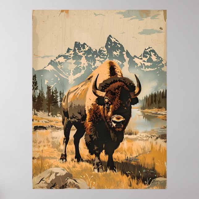 Affiche Majorité des plaines : Illustration du bison Vinta (Devant)