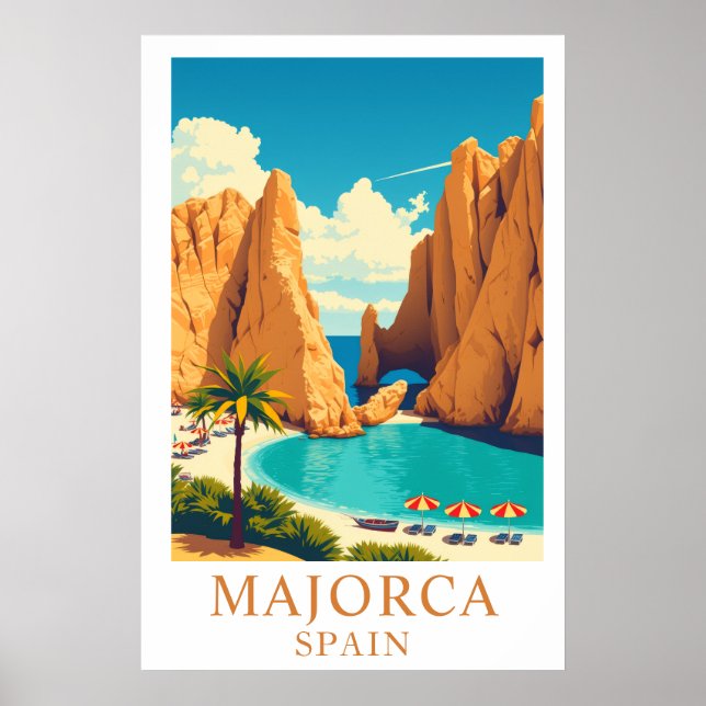 Affiche Majorque Espagne Voyage Méditerranéen Art (Devant)