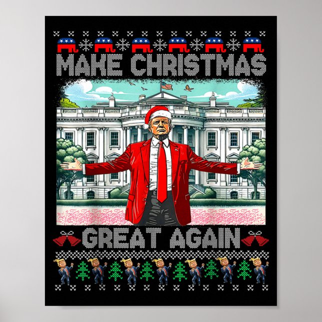 Affiche Make Christmas Great Again Xmas Funny Trump Pajama (Devant)