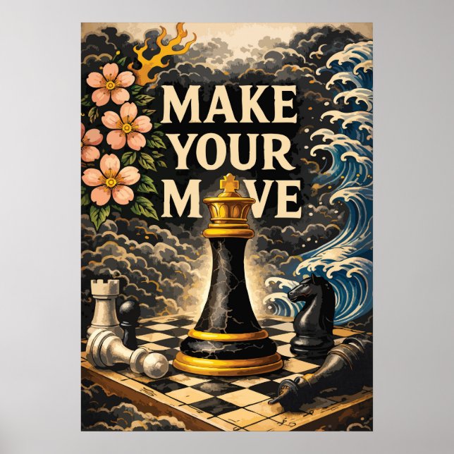 Affiche Make Your Move, Chessboard, Success Motivational (Devant)