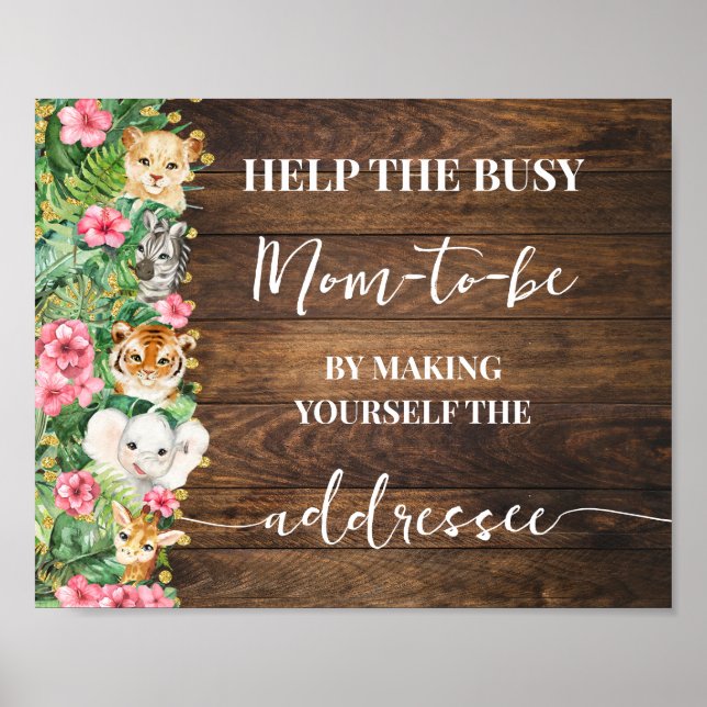 Affiche Make Yourself Addressee Rustic Pink Safari Shower (Devant)