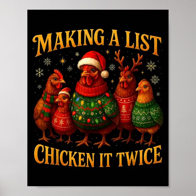 Affiche Making A List Chicken It Twice Funny Christmas  (Devant)