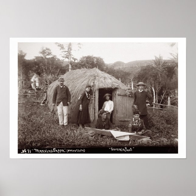 Affiche Making Tappa, un tissu natif, c.1875 (photo sépia) (Devant)