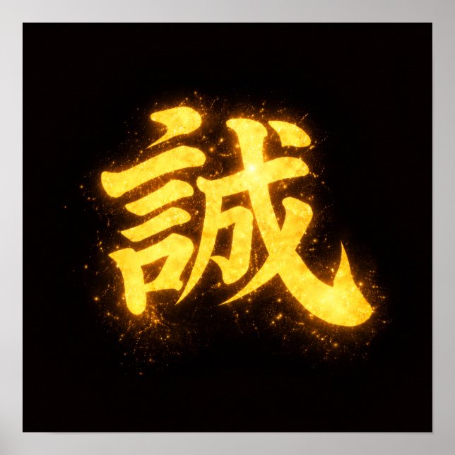 Affiche Makoto (誠) – One of the Seven Virtues of Bushidō  (Devant)