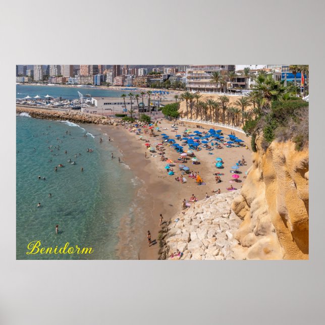 Affiche Mal Pas Beach, Benidorm, Costa Blanca, Espagne (Devant)