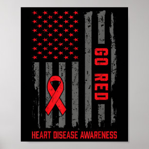 Affiche Maladie cardiaque Drapeau américain Aller Maladie