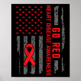 Affiche Maladie cardiaque Drapeau américain Aller Maladie