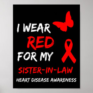 Affiche Maladie Cardiaque Je Porte Du Rouge Pour Ma Belle-