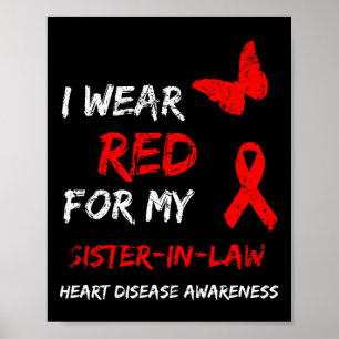 Affiche Maladie Cardiaque Je Porte Du Rouge Pour Ma Belle-