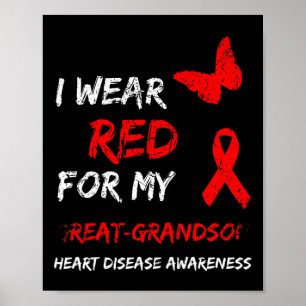 Affiche Maladie cardiaque Je Porte Le Rouge Pour Mon Grand