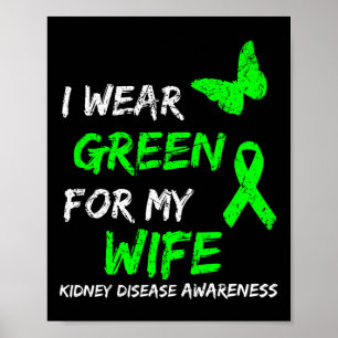 Affiche Maladie du rein Je porte le vert pour ma femme rub