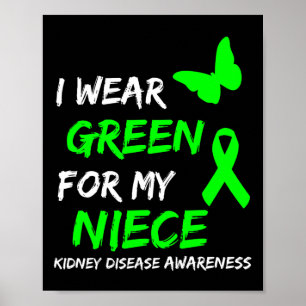 Affiche Maladie du rein Je porte le vert pour ma nièce Rub