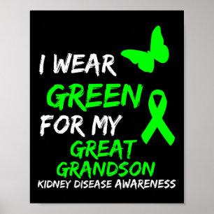 Affiche Maladie du rein Je porte le vert pour mon grand-fi